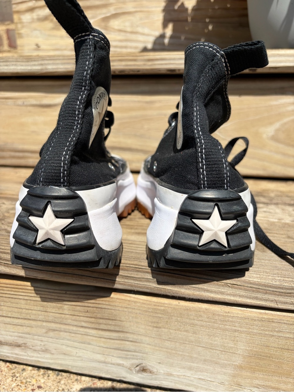 Converse Run Star Black Canvas Platform Sneakers